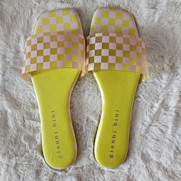 Gianna Bini Cobitwo Checkered Banded Square Toe Sandals Sz 8 - Picture 3 of 7